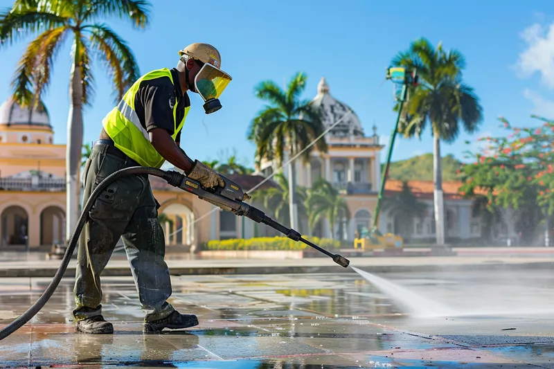 equipo de limpieza con chorro de agua a presion